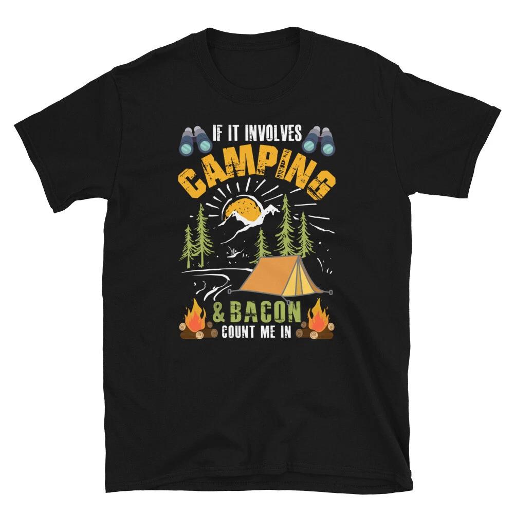 

Camping & Bacon Vintage Design Camping Novelty T-Shirt S