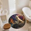 Two White Wolves,Round Area Rug,Carpet Rug for Living Room Bedroom Sofa Playroom Decor,Non-slip Floor Mat