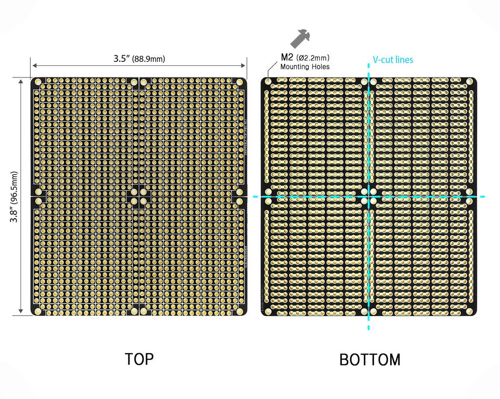 Printed Board PCB Prototype Board Snappable Strip Board with Power Rail for Arduino and