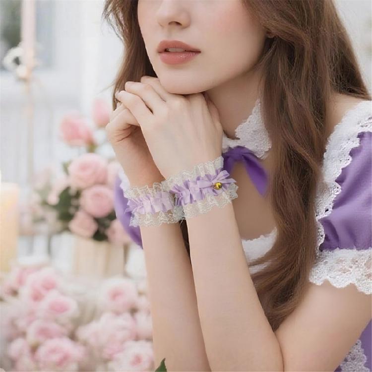 4Pcs Feminine Lace Bows Bells Wrist Jewelry Convertible To Anklet Fashion Accessory For Casual Or Prom Occasion