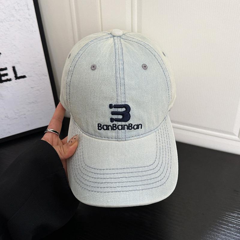 Embroidery letter washed denim baseball cap children spring summer autumn versatile sunshade show face small cap