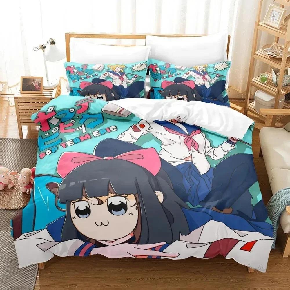 Anime Pop Team Epic PIPI Bedding Set Duvet Cover Bed Set Quilt Cover Pillowcase Comforter King Queen Size Boys Adult Bedding Set
