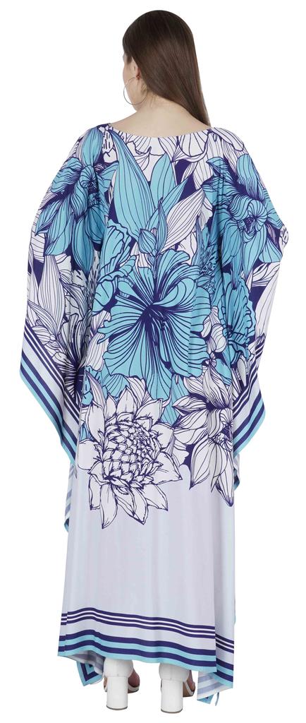 Moomaya Long Kaftan Maxi Dress For Women  s Kimono Sleeves Beachwear Cover Up Plus Size