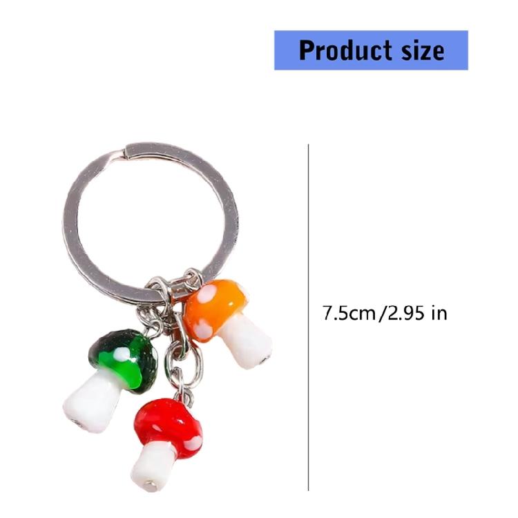 Charm Alloy Mushroom Keychain With Handmade Glass Detail Suitable For Any Occasion