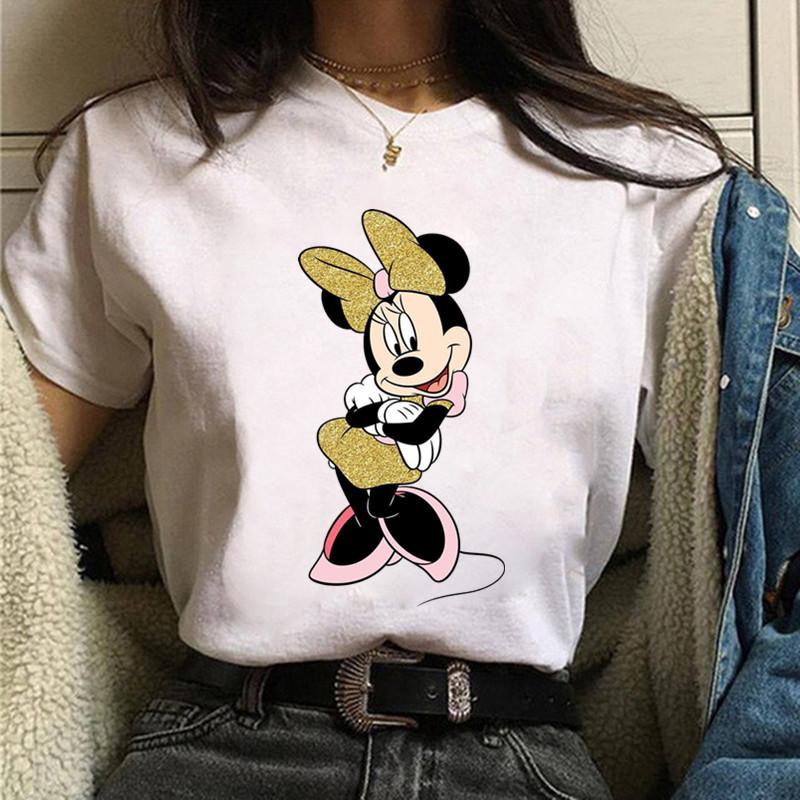 Y2k 90s Fashion T Shirts Gothic Fashion Mickey Tshirt Minnie Mouse Print T-shirt Women T Shirt Female Clothes Kawaii Disney