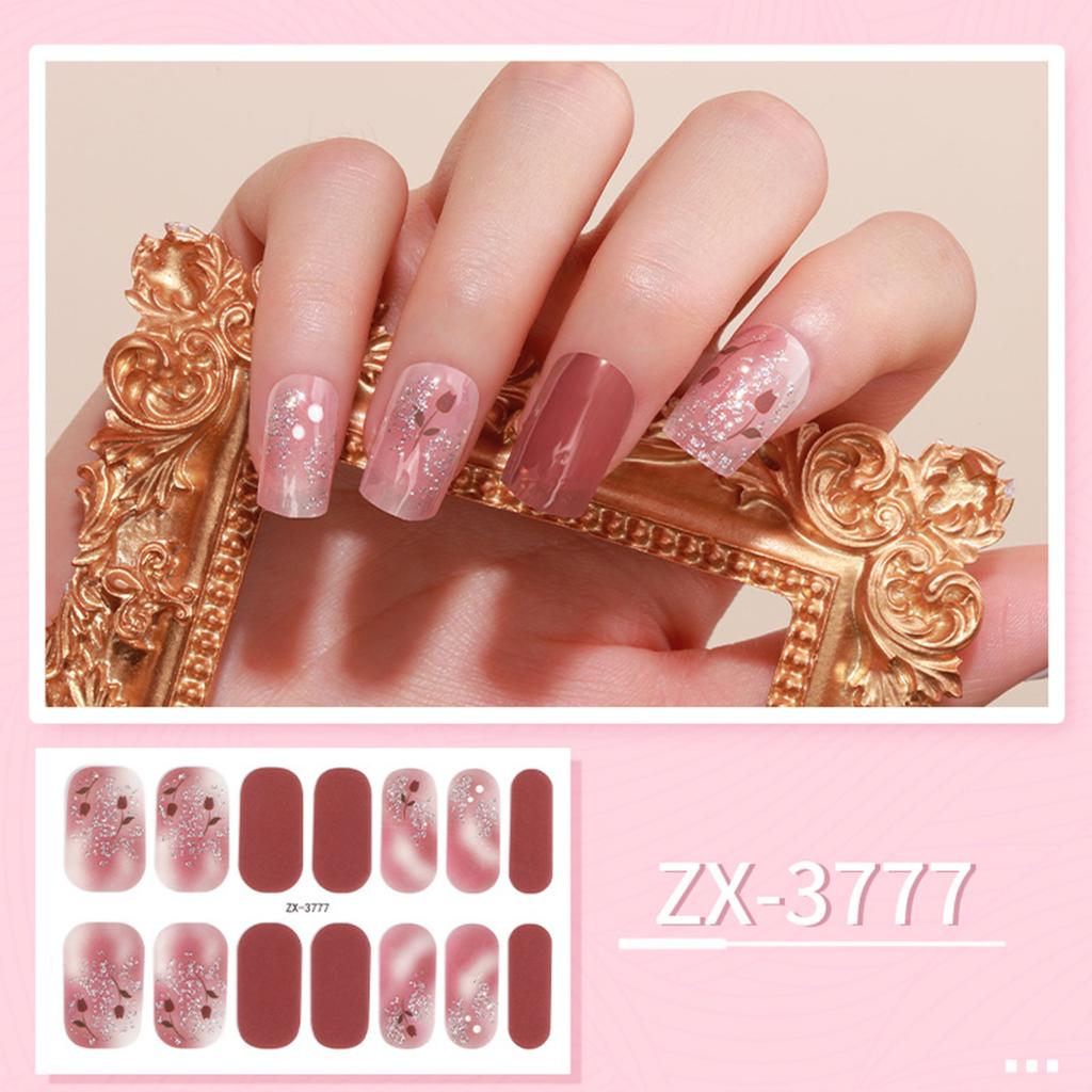 1 Ark Full Wraps Negleklistremerker Neglelakkstrips Klistremerker DIY Glitter Neglelim Nail Art Klistremerke for Kvinner Jenter