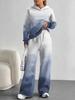 Flame splicing European and American autumn and winter casual long-sleeved suit women's hooded sweater trousers two-piece set