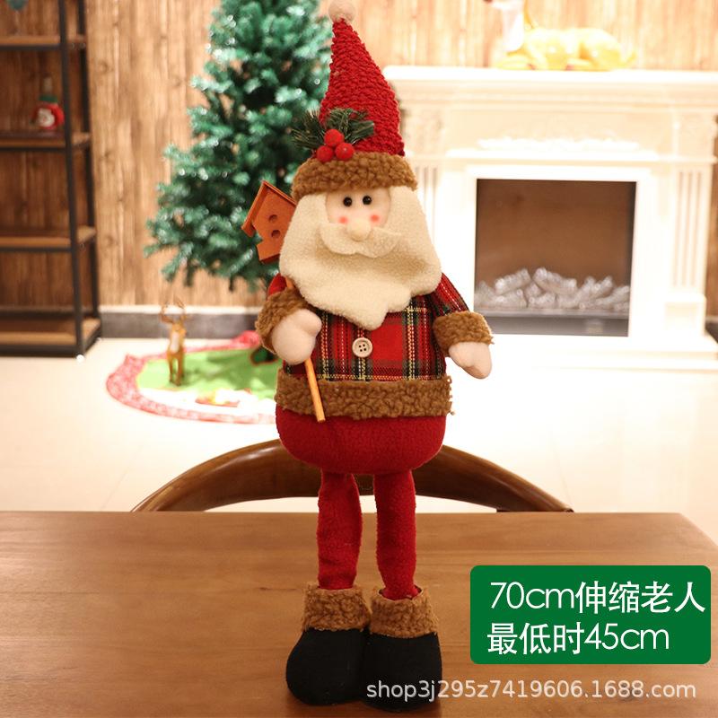 Christmas Telescopic Doll Old Man Snowman Deer Fabric Toy Christmas Gift Window Decoration Ornament