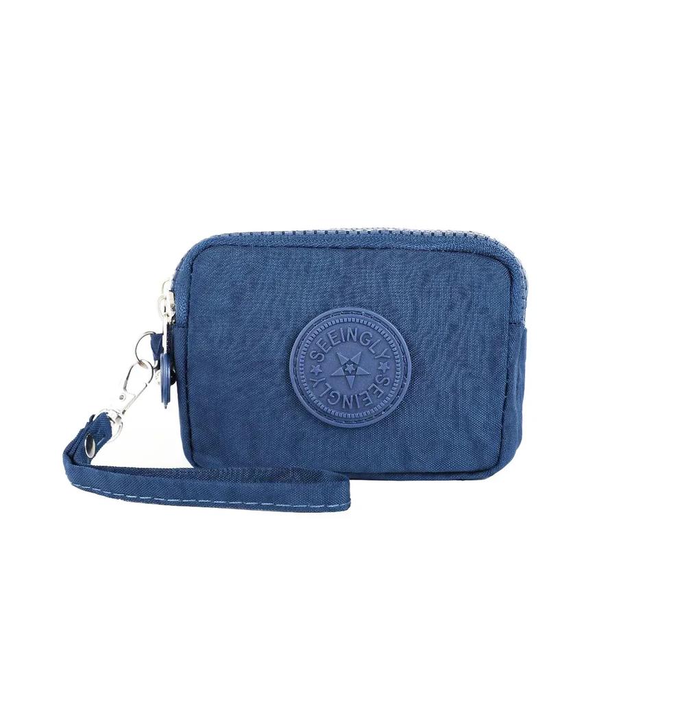 Waterproof Mini Nylon Coin Purse - Women's Zipper Wallet with Three Layers, Portable Card Holder & Headphone Bag for Girls