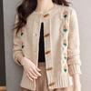 Wool Knitted Cardigan for Women Horn Buckles Sweaters Tops Jackets and Skirts