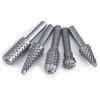 5Pcs Hard Alloy Rotary Burr Rasp File Set 6.3mm Shank Wood Carving Drill Bits