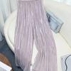 Damen Violette Perlmuttfarbene Drapierte Weitbeinige Culottes, Sommerlich Glasierte Gaze, Leichte Neun-Punkt-Hosen