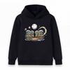 Kids Boys Girls Cartoon Space Turtle Print Pullover Hoodie, Casual Long Sleeve Comfortable Cute Pizza Moon Themed Hooded Sweatshirt for Daily Wear and
