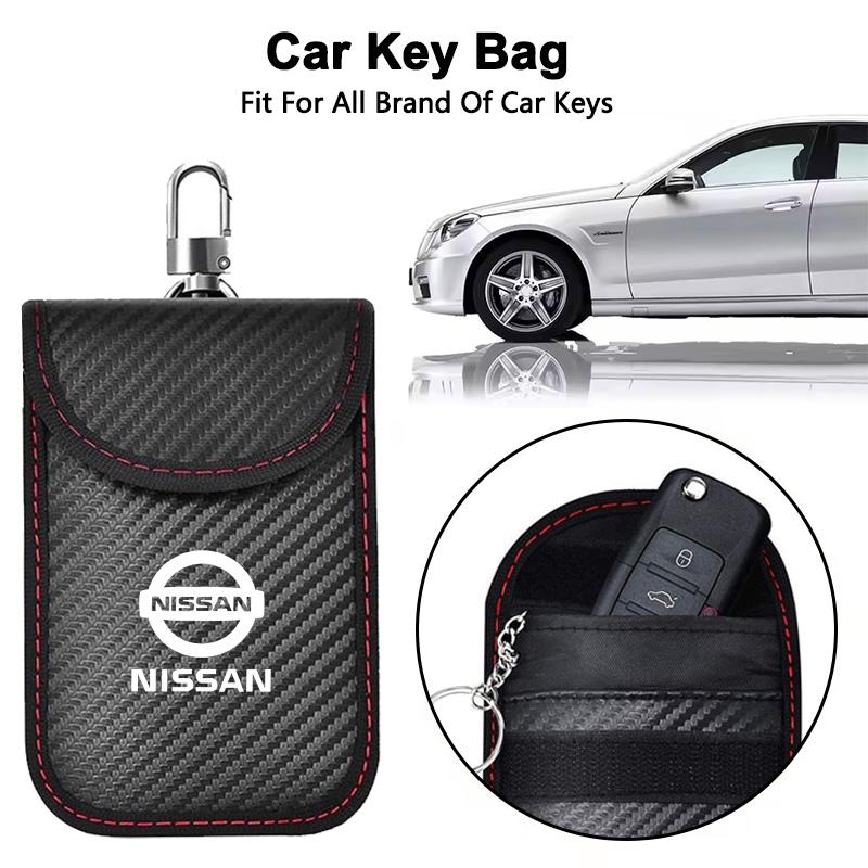 Car Key Case Signal Blocker Bag RFID Shielding Pocket For Nissan X-trail Qashqai Trail Tiida Note Juke Sentra Navara Accessories T12