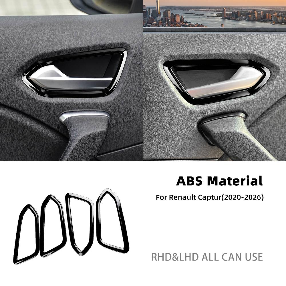 Carbon Fiber Inner Door Handle Trim Cover For Renault Captur 2020-2026 LHD RHD Universal Anti-Scratch Auto Interior Parts
