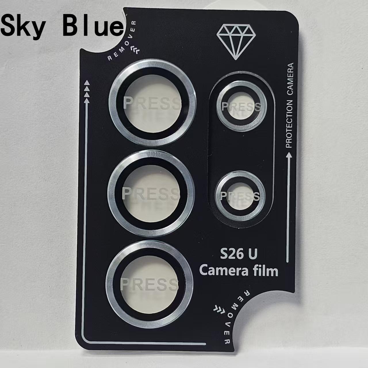 

Camera Lens Metal Ring Tempered Glass Protector Cover for Samsung Galaxy S26Ultra Edge S25 S24 S23 Plus Anti-scratch Protect Cap Galaxy S23 небо синє кольору