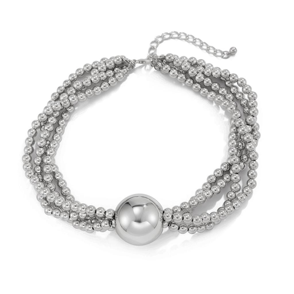 Exaggerated Large Round Bead Pearl Collarbone Item Jewelry Necklace Hip Hop Trend Multi-Layer Chain Necklace