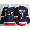 Mens Ice Hockey Jersey Custom Embroidered USA Team 7 19 21 86 Blue White Sportswear Sleeveless Performance Top