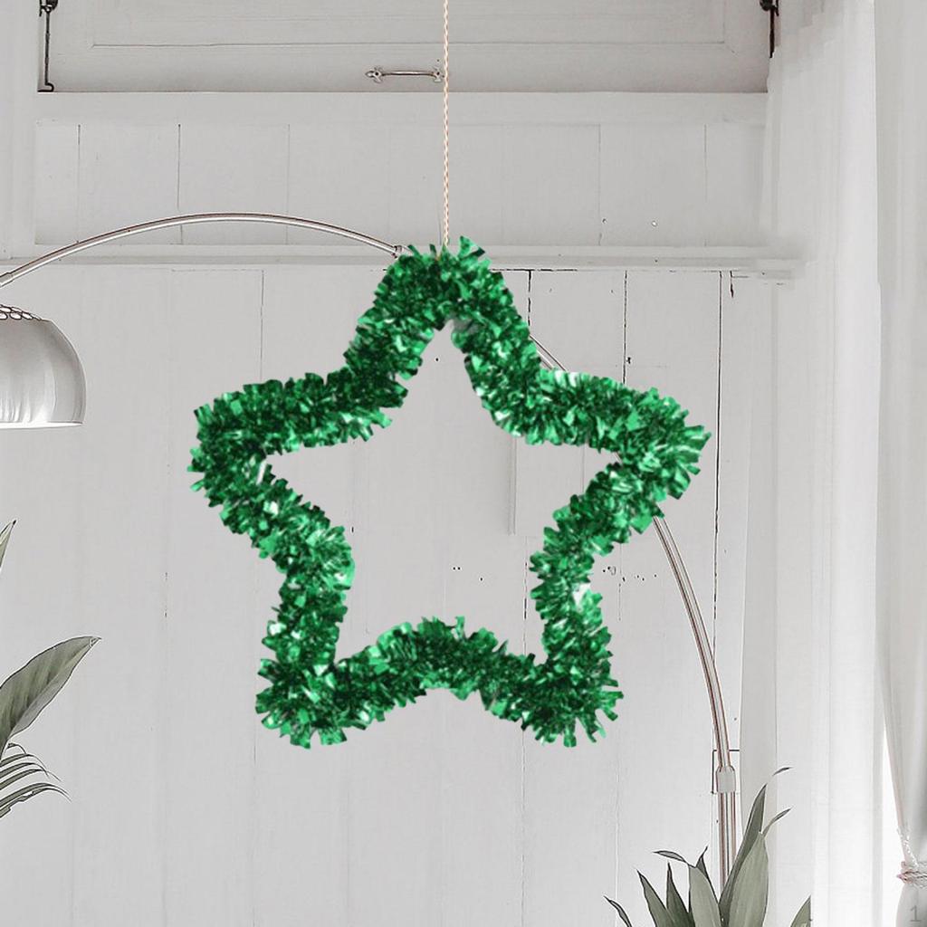 Pentagram Garland Star Wreath Ornaments Hanging Backdrop Tinsel for Front