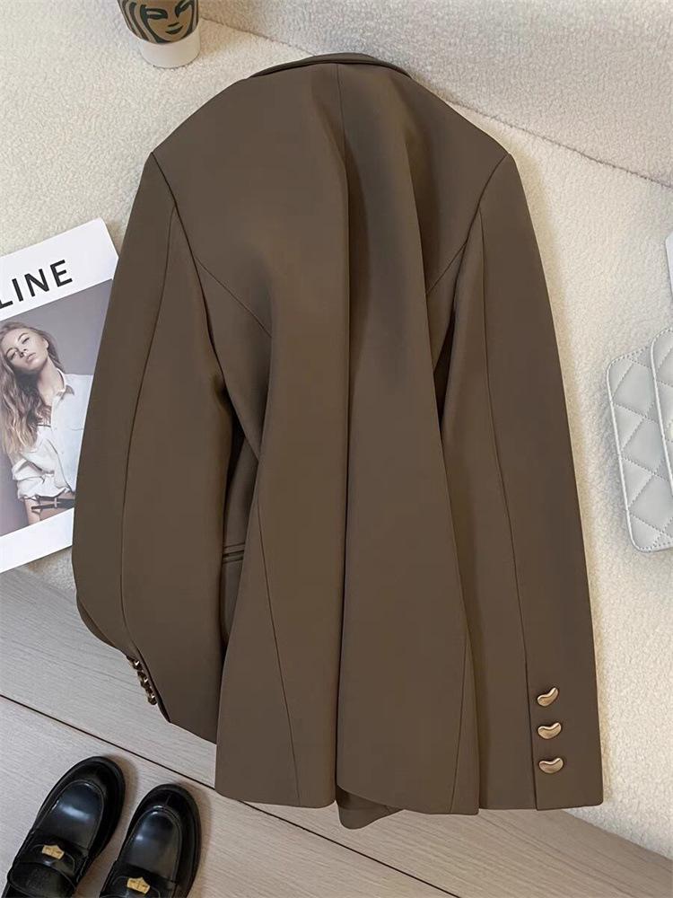 2025 Women's High-End British Style Gray Suit Jacket - French Textured, Fashionable, Small Suit for Spring & Autumn