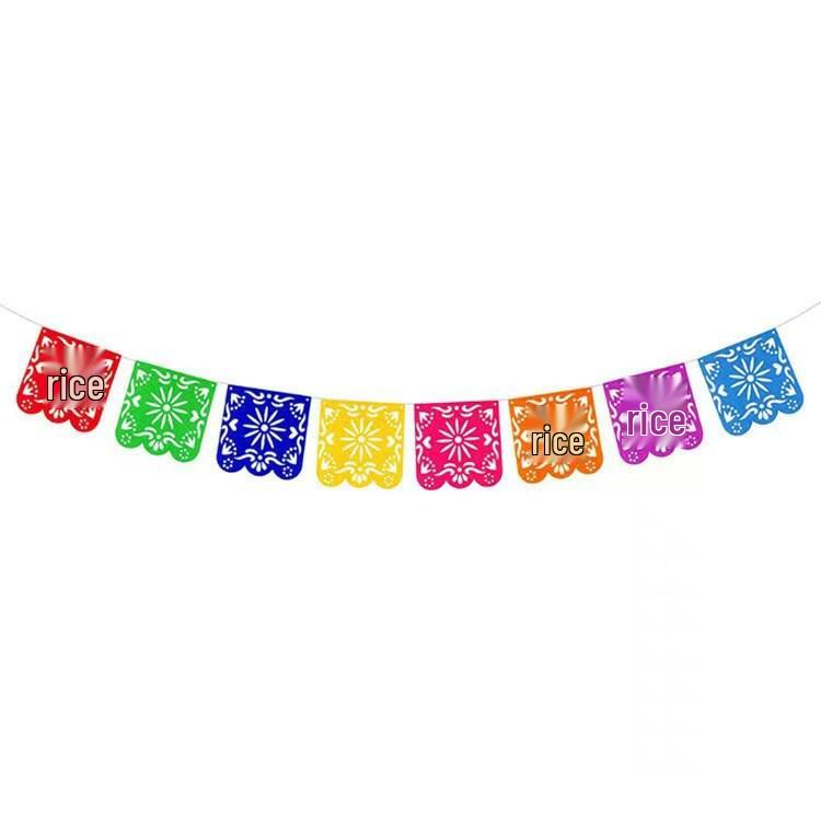 Day of the Dead Colorful Piñata Banner with Mexican Flag Design