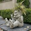 Jardinière Jardin Rocheux Big Foot Drôle Big Foot Geste du Milieu Jardinière Originale Pot de Fleurs Sasquatch pour Patio Pelouse Jardin Intérieur Extérieur Décoration Maison