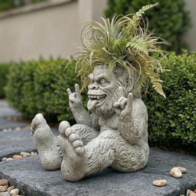 Big Foot Steingarten Pflanzgefäß Lustiges Big Foot Mittelfinger Pflanzgefäß Neuheit Sasquatch Blumentopf für Terrasse Rasen Garten Innen Außen Heimdeko