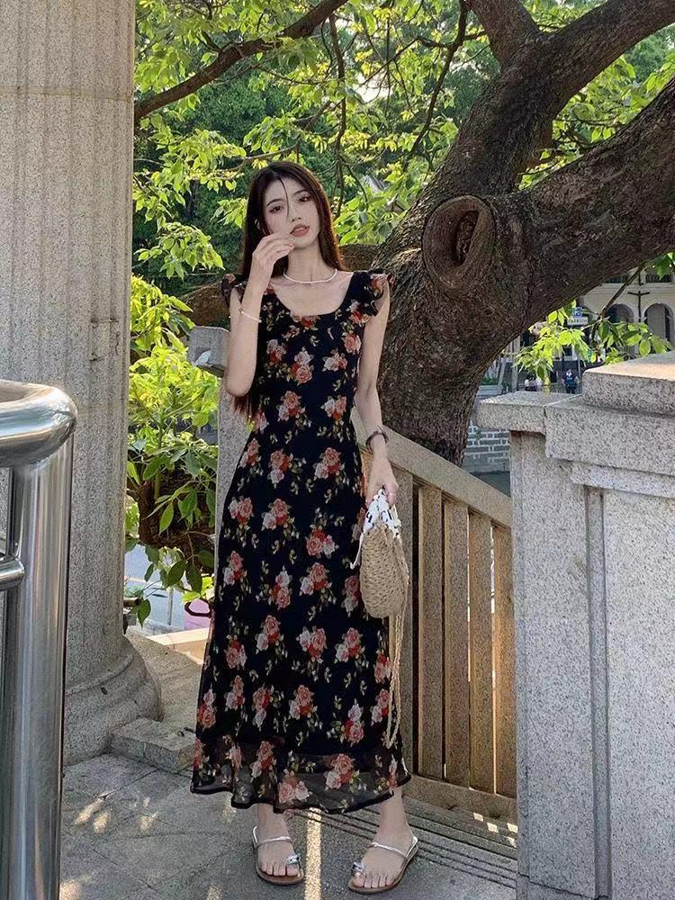 Women's Summer 2024 French-Inspired Seaside Long Dress