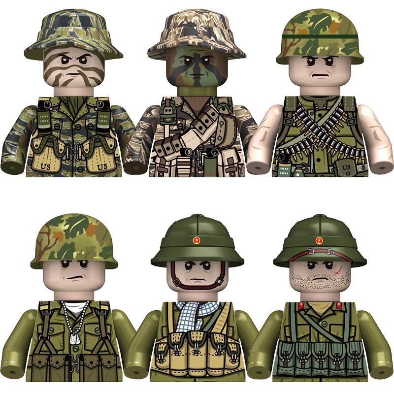 Vietnam Grunt Infantry Soldier Military Minifigure Models Kids Toys Building Blocks Gift Boys Girls Moc