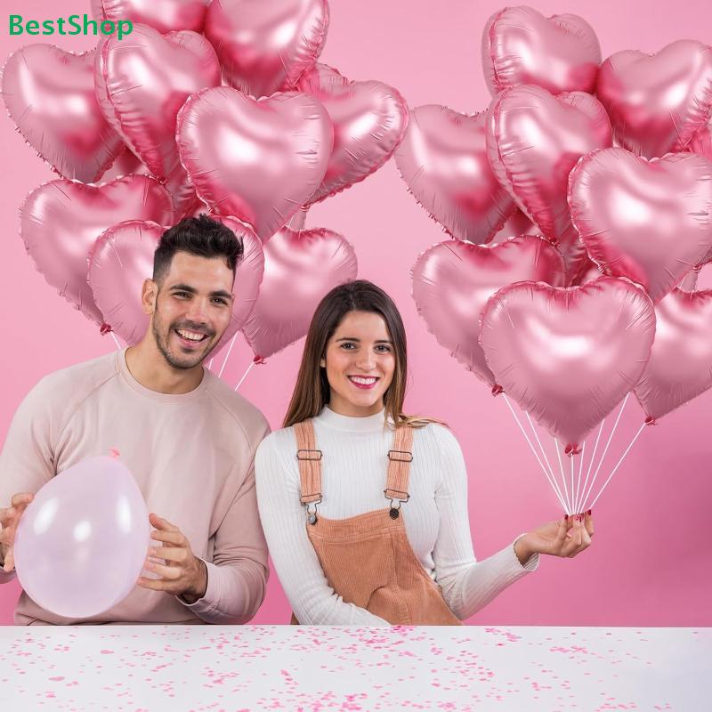 Romantic Love Balloon Pack – Red Silver Heart Foil Balloons for Valentine's Day & Proposal Decor