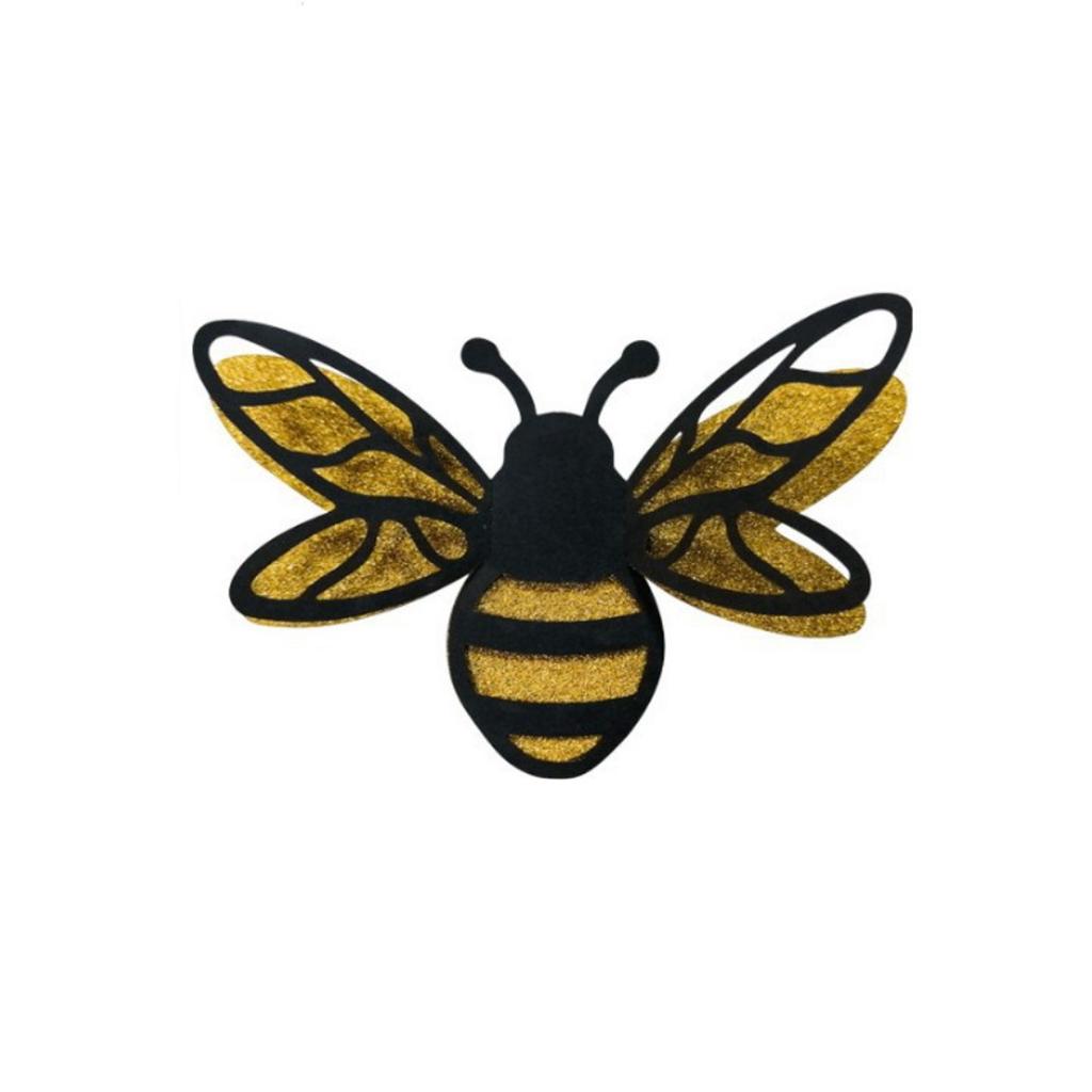 24pcs 3D Bee Decorative Double Glitter Bee Sticker Wall Decor Realistic Shiny Decor Decal For Family Party Classroom Outdoor Theme Decoration