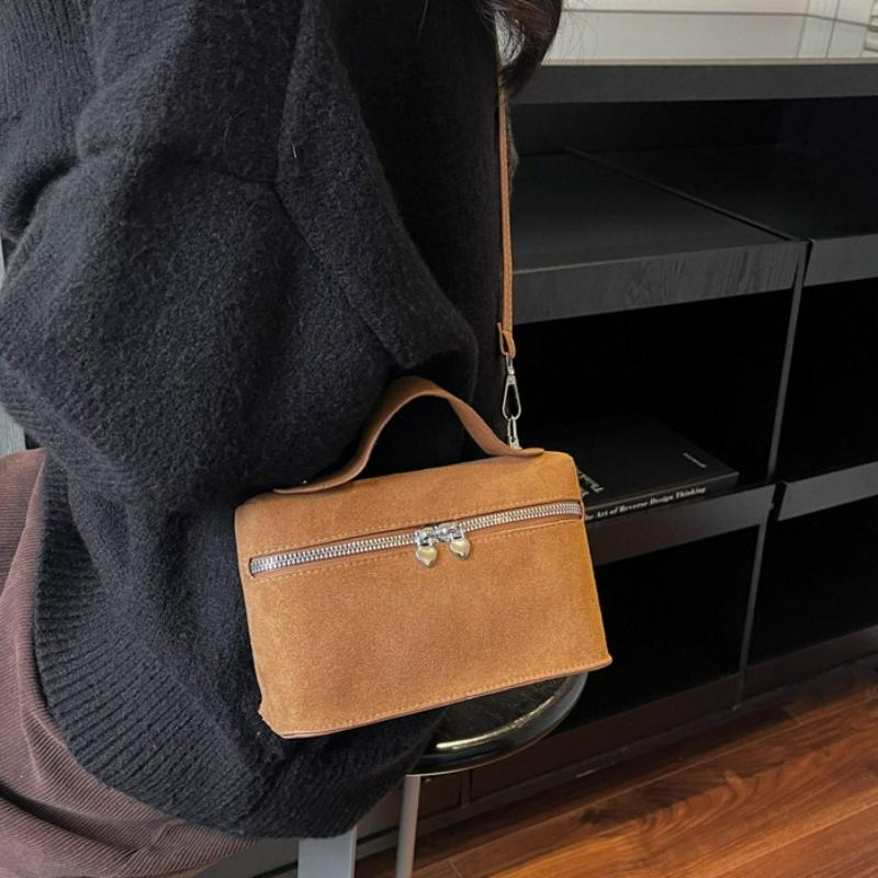 Luxury Suede Versatile Shoulder Bag Purse Fall Winter Retro Matte Crossbody Handle Bag for Women Texture Simple Satchels Bag