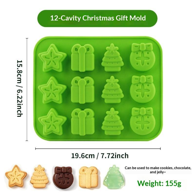 Christmas Silicone Chocolate Baking Molds For Cake Toppers,Santa Clause Snowman Xmas Tree Presents Gingerbread Stockings Molds