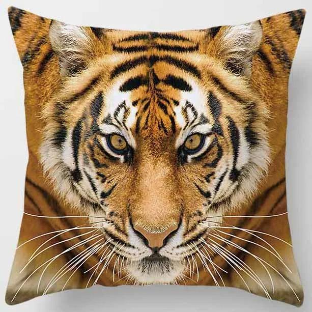 Animal World Tiger Lion Print Pattern Pillowcase Living Room Sofa Cushion Cover Bedroom Bedside Home Decoration 45x45cm