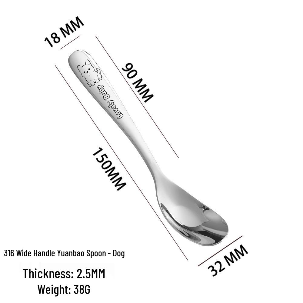 Kids' Cartoon Yuanbao Stainless Steel Spoon & Fork Set – Adorable Tableware for Baby Meals