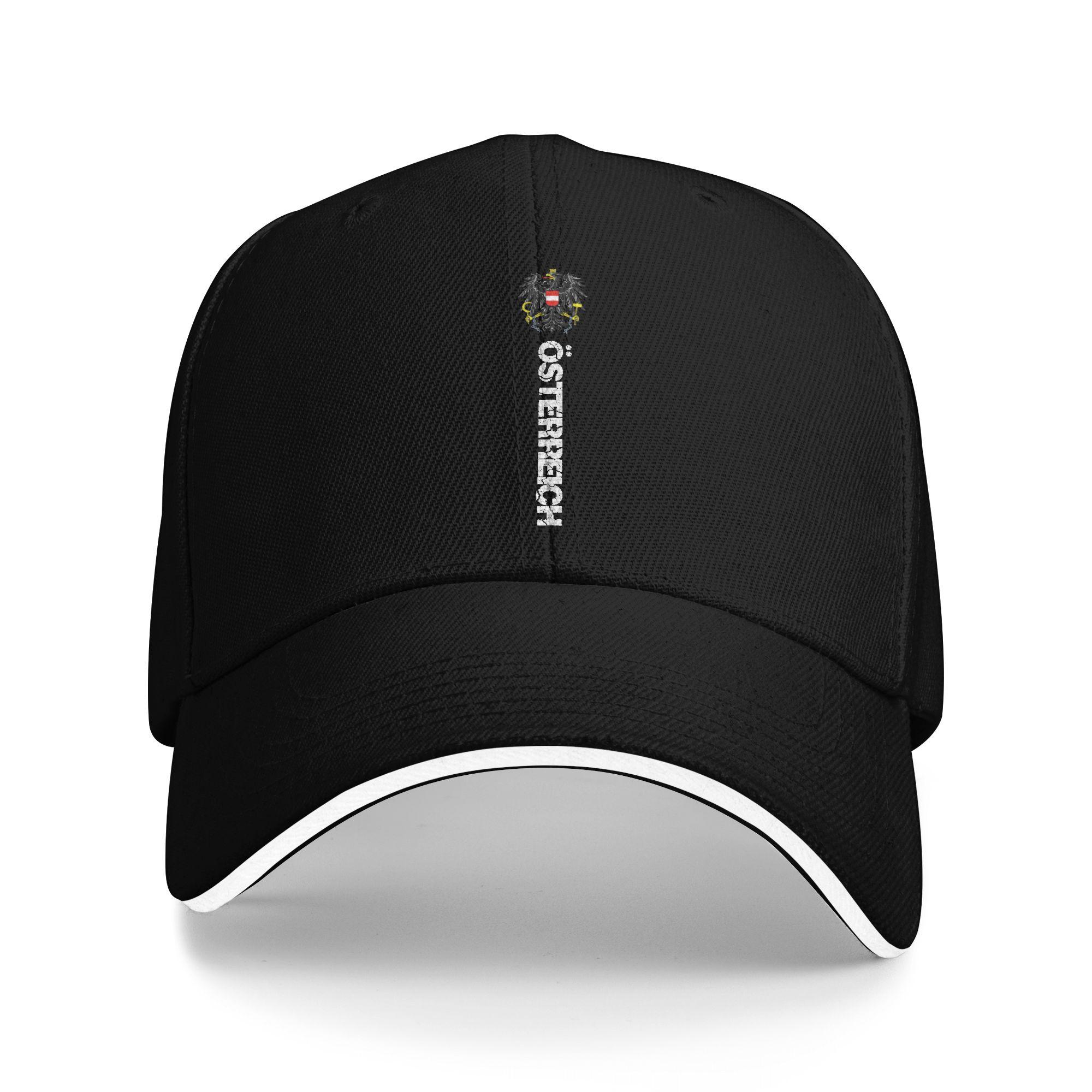 Austria Osterreich Flag Eagle Sandwich Baseball Cap Classic Washed Coat of Arms Sun Cap Unisex Gift Adjustable Fit Adult Hats Adjustable