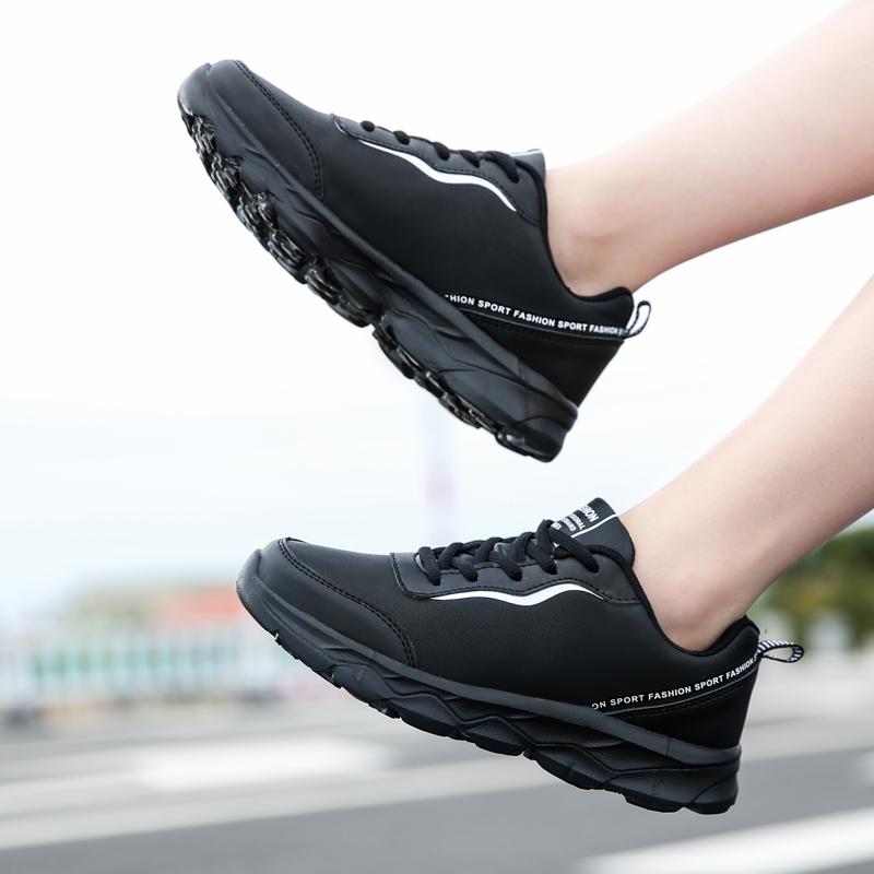 Fashion Women's Running Shoes Autumn Shock Absorption Female Sport Shoes Lightweight Casual Shoes Leather Surface Waterproof Low Help