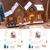 Interactive Wood Christmas Doll House Assembly Set with Miniature Furniture and Accessories LED Light Craft Model Cabin