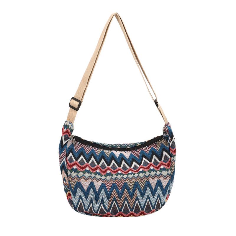 Large Capacity Ethnic Style Bag for Women New Knitted Fashion Crossbody Bag for Women Ins Handmade Single Shoulder Dumpling Bag