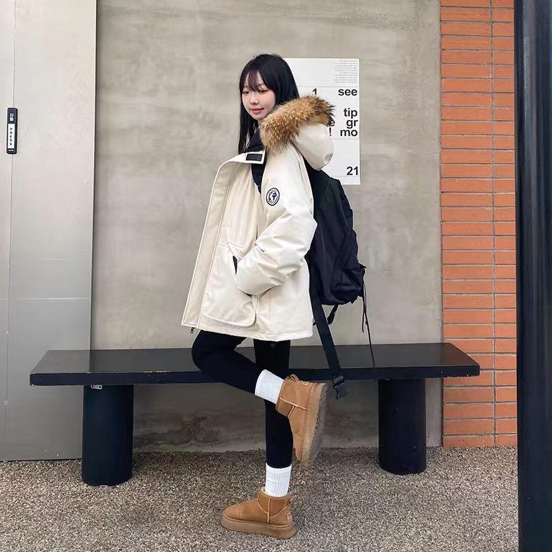 New navy blue tooling Parker down cotton clothes for women, thickened short jacket for women