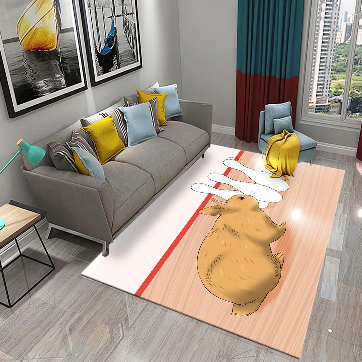 

Ковер с принтом мультяшного кролика Коврики для гостиной Ковер для детской спальни Коврик для детской комнаты Милое животное Домашний декор Нескользящий коврик-дверь 40x60cm 16x24 inch