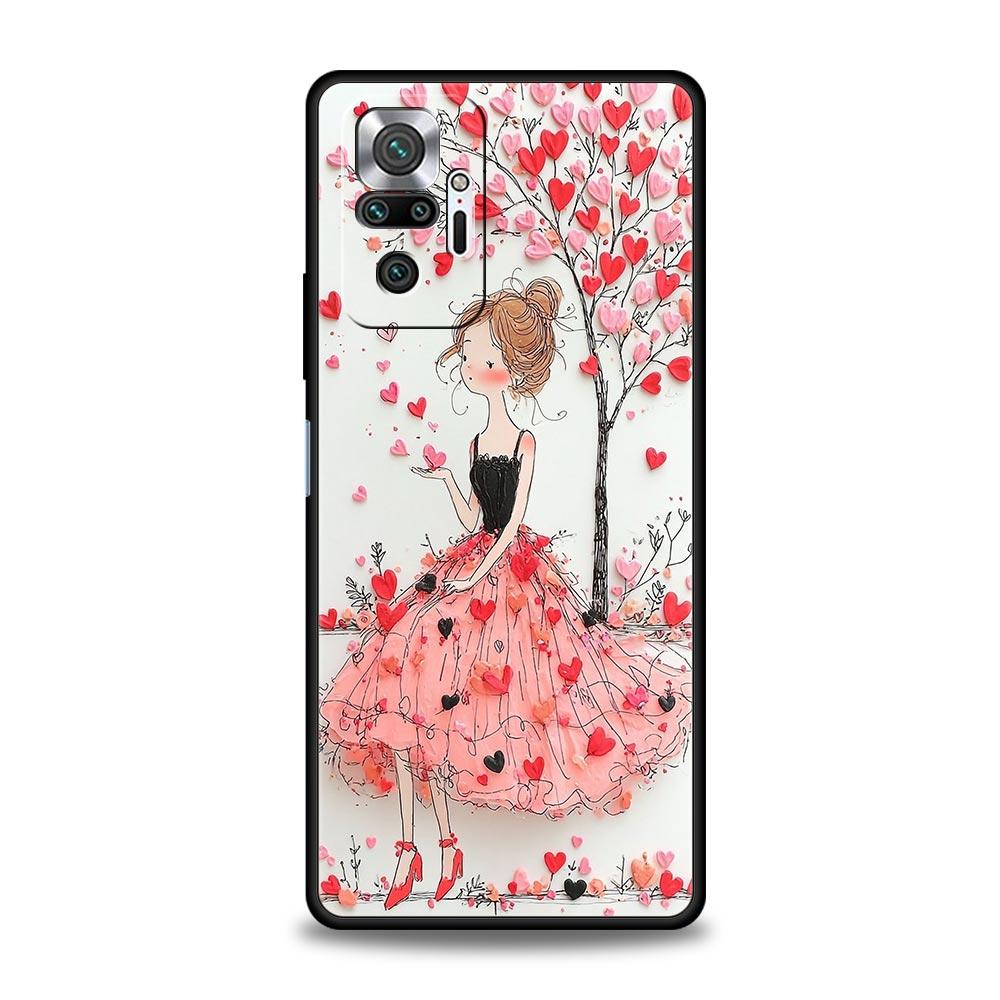 

Cartoon Girl Phone Case Cover for Redmi 14C 10C Note 15 14 13 12 10 11 K40 Pro Plus 5G Soft TPU Shockproof Shell Funda Capas Bag Note 12 Pro 4G