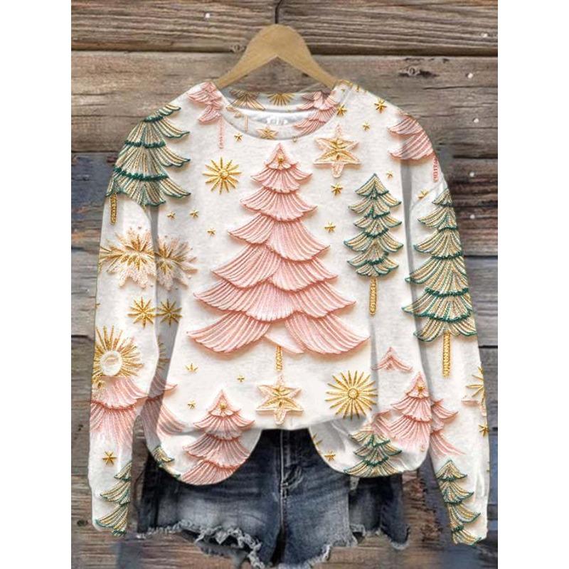 New Christmas Autumn/Winter Printed Round Neck Hoodie For Women