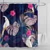 Bohemian Shower Curtain Tropical Jungle Wildlife Bathroom Set Modern Pink Aesthetic Parrot Floral Bathroom Curtain With Hooks
