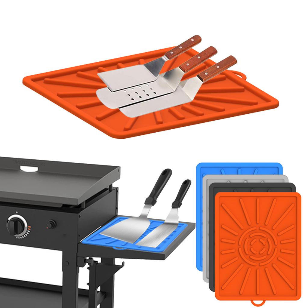 Silicone Spatulas Mats 14.1x11.2inch Utensils Rest Pad Heat Resistants Grill Side Shelf Mats Food Grade Grill Kitchen