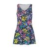 Women's Casual Fashion V-neck Sleeveless Floral Print Side Pocket Dress