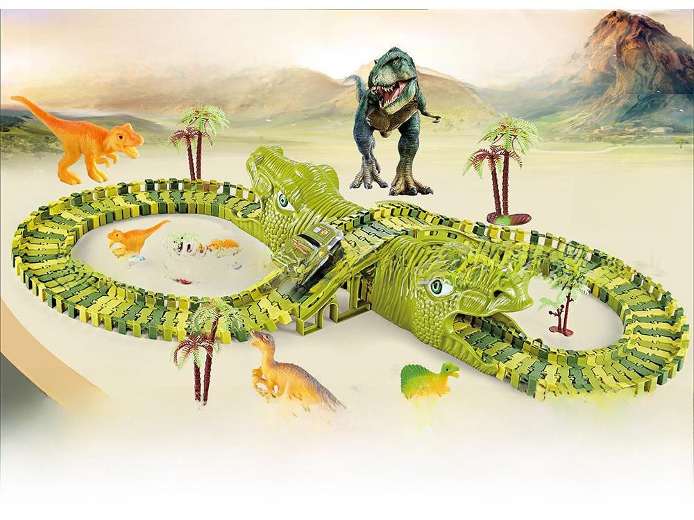 Elektrická dinosauří dráha s montážním ruským kolem pro děti