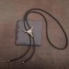 6Pieces Southwestern Styles Men's Bolo Tie with Cow Skull Star Pendant for Casual or Formal Wear Leather Cord Necktie