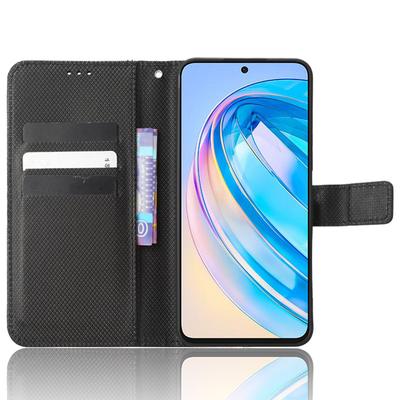Pro Honor X8a 4G Peněženkové pouzdro na telefon Diamantová textura PU kůže Magnetický flip Stojan Kryt
