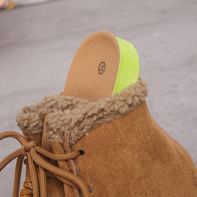 New Large-sized Short-top Cotton Shoes, Women's Fleece Casual Warm Lace-up Snow Boots